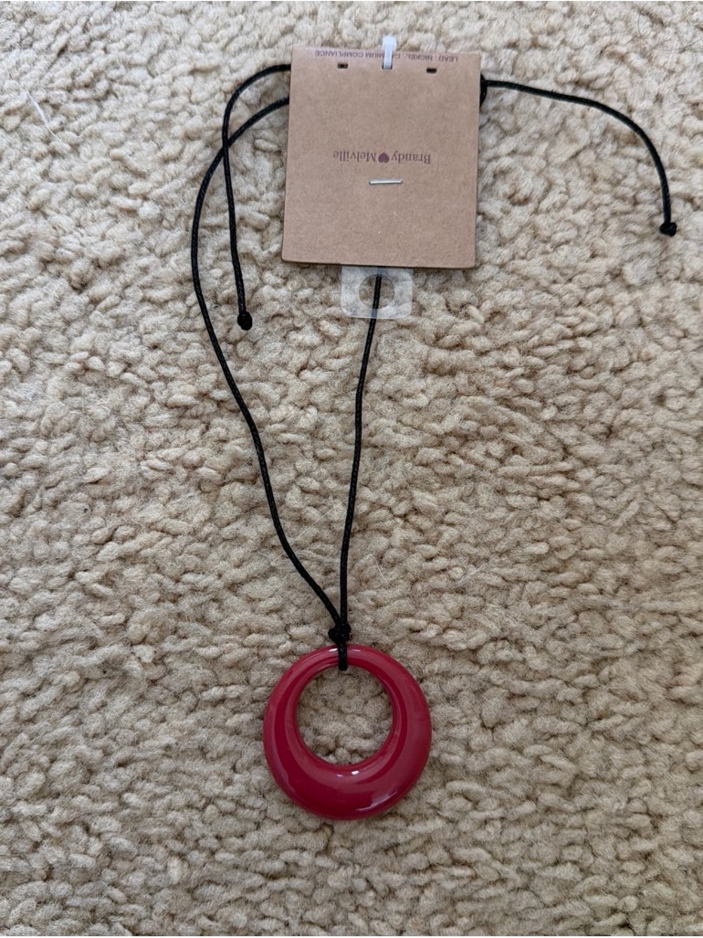 Brandy melville red hoop rope necklace